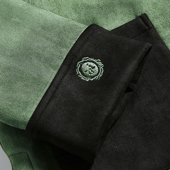 Veste en coton décontractée à boutons de grenouille pour homme avec broderie de dragon et Buddha Stones