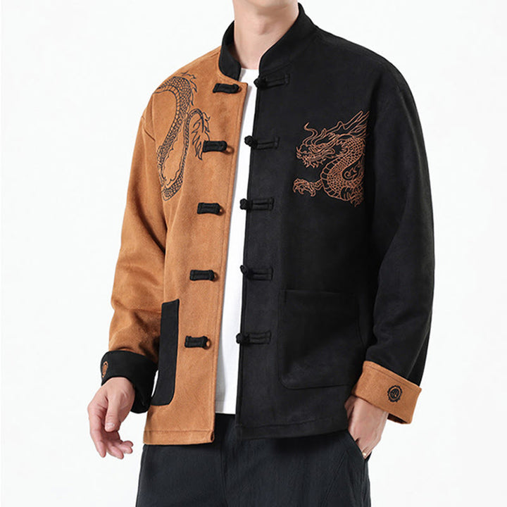 Veste en coton décontractée à boutons de grenouille pour homme avec broderie de dragon et Buddha Stones - image 33