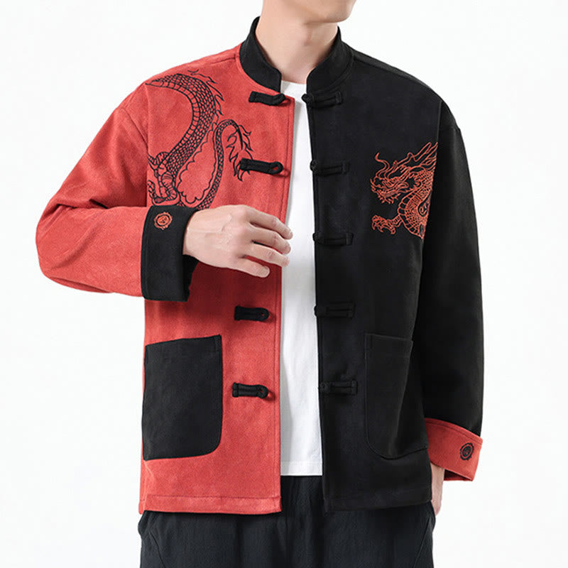 Veste en coton décontractée à boutons de grenouille pour homme avec broderie de dragon et Buddha Stones - image 40