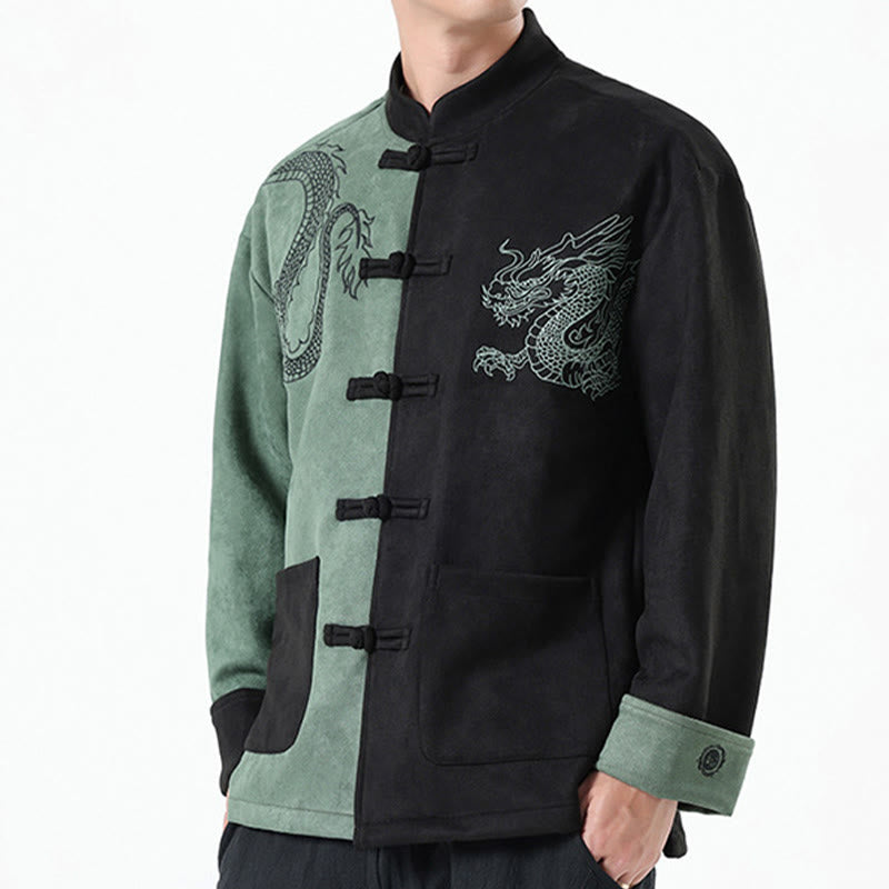 Veste en coton décontractée à boutons de grenouille pour homme avec broderie de dragon et Buddha Stones - image 21