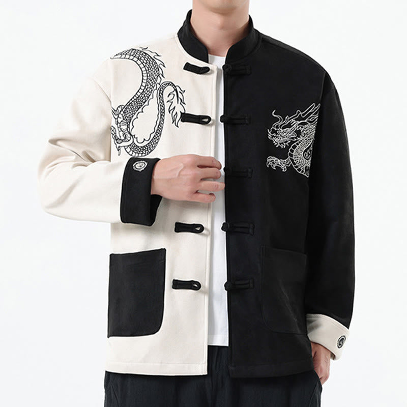 Veste en coton décontractée à boutons de grenouille pour homme avec broderie de dragon et Buddha Stones - image 6