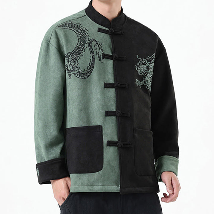 Veste en coton décontractée à boutons de grenouille pour homme avec broderie de dragon et Buddha Stones - image 17