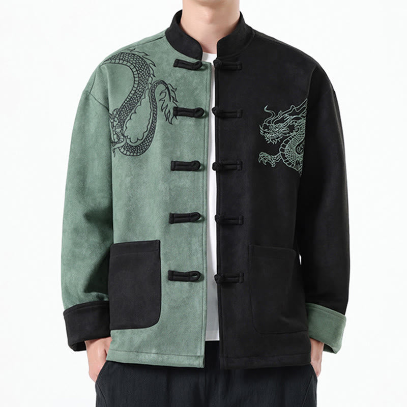 Veste en coton décontractée à boutons de grenouille pour homme avec broderie de dragon et Buddha Stones - image 18