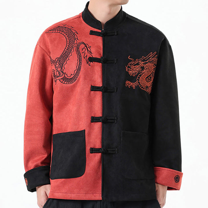 Veste en coton décontractée à boutons de grenouille pour homme avec broderie de dragon et Buddha Stones - image 37
