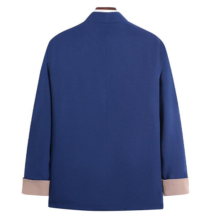 Veste en polyester pour homme avec broderie de dragon et Buddha Stones , bouton de grenouille, vêtements avec poches