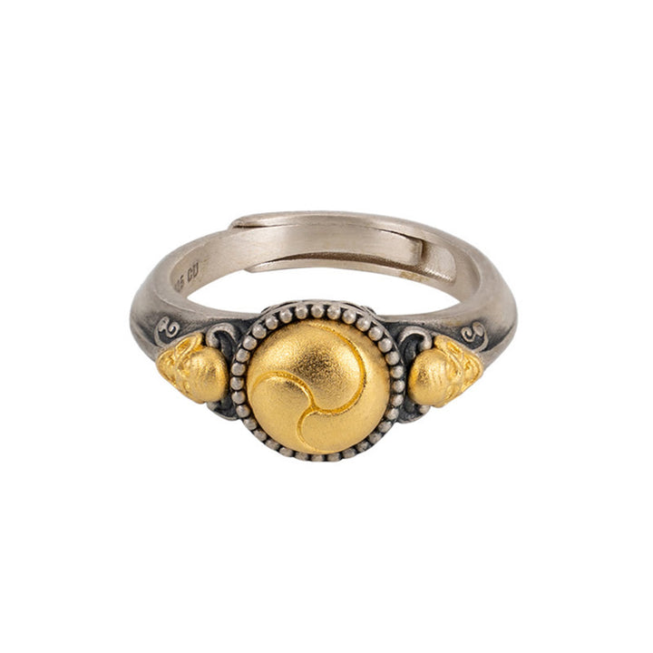 Bague ajustable en argent sterling 925 plaqué or avec Buddha Stones et squelette - image 9