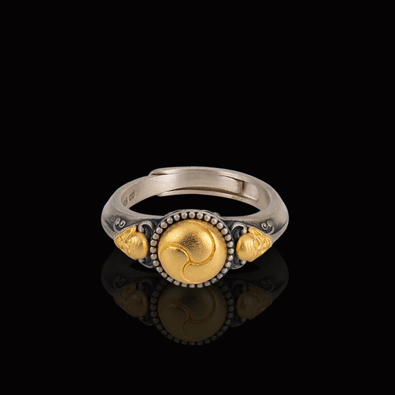 Bague ajustable en argent sterling 925 plaqué or avec Buddha Stones et squelette - image 7