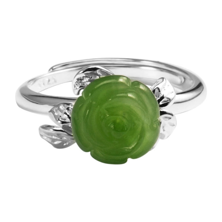 Bague ajustable en argent sterling 925 Buddha Stones et jade vert rose - image 11
