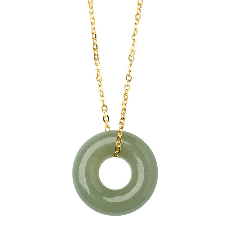 Buddha Stones Collier avec pendentif en boucle de paix en jade Hetian plaqué or en argent sterling 925 - image 11