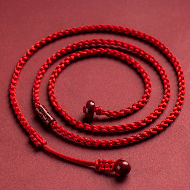 Chaîne de ventre en corde rouge avec Buddha Stones en cinabre naturel et bénédiction calme