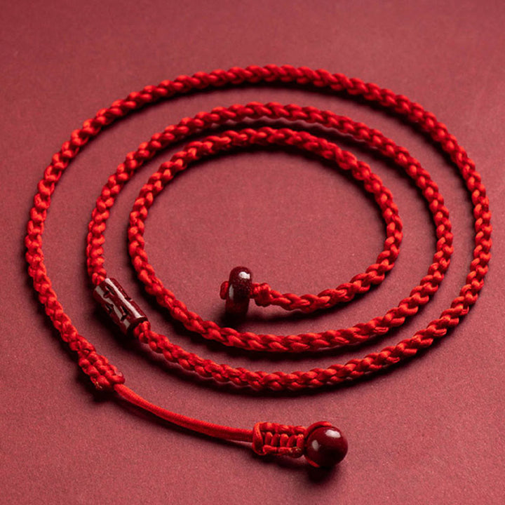 Chaîne de ventre en corde rouge avec Buddha Stones en cinabre naturel et bénédiction calme