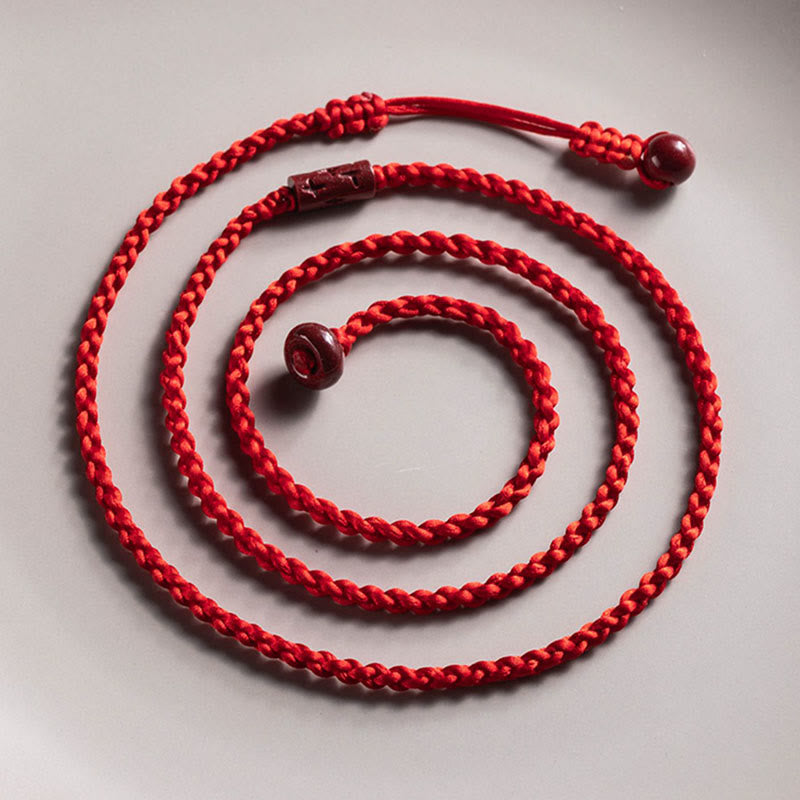 Chaîne de ventre en corde rouge avec Buddha Stones en cinabre naturel et bénédiction calme