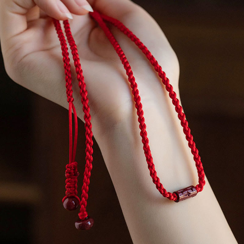 Chaîne de ventre en corde rouge avec Buddha Stones en cinabre naturel et bénédiction calme