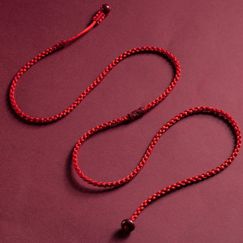 Chaîne de ventre en corde rouge avec Buddha Stones en cinabre naturel et bénédiction calme