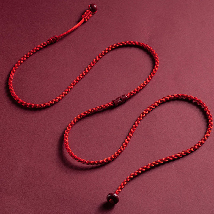 Chaîne de ventre en corde rouge avec Buddha Stones en cinabre naturel et bénédiction calme