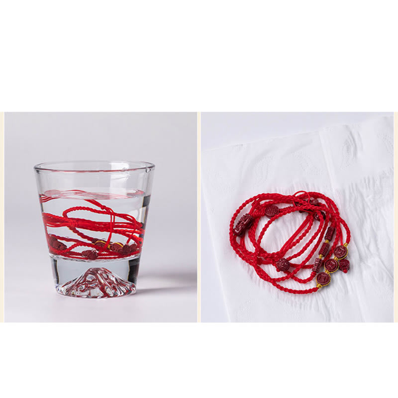Chaîne de ventre en corde rouge Buddha Stones en cinabre naturel PiXiu Calm Blessing