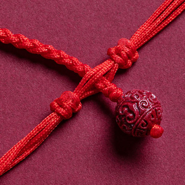 Chaîne de ventre en corde rouge Buddha Stones en cinabre naturel PiXiu Calm Blessing