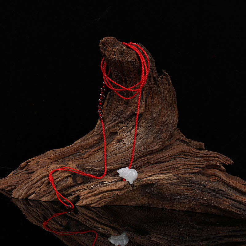 Buddha Stones Zodiaque chinois Grenat naturel Boucle de paix Bénédiction Chaîne de ventre en corde rouge
