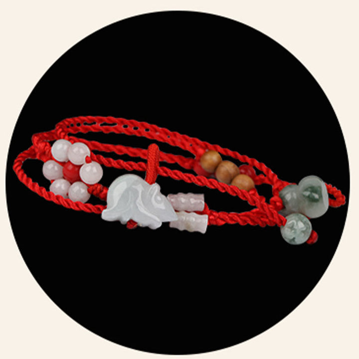 Chaîne de ventre en corde rouge avec bénédiction en bois de pêche et Buddha Stones