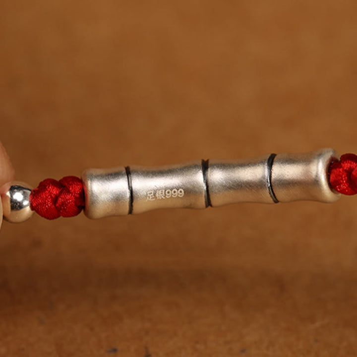 Chaîne de ventre en argent sterling 999 Buddha Stones et bénédiction rouge