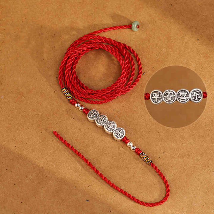 Chaîne de ventre en argent sterling 999 Buddha Stones et bénédiction rouge