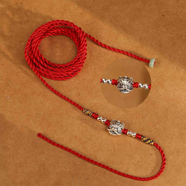 Chaîne de ventre en argent sterling 999 Buddha Stones et bénédiction rouge