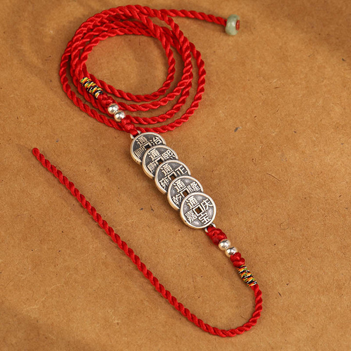 Chaîne de ventre en argent sterling 999 Buddha Stones et bénédiction rouge