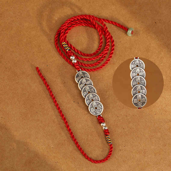 Chaîne de ventre en argent sterling 999 Buddha Stones et bénédiction rouge