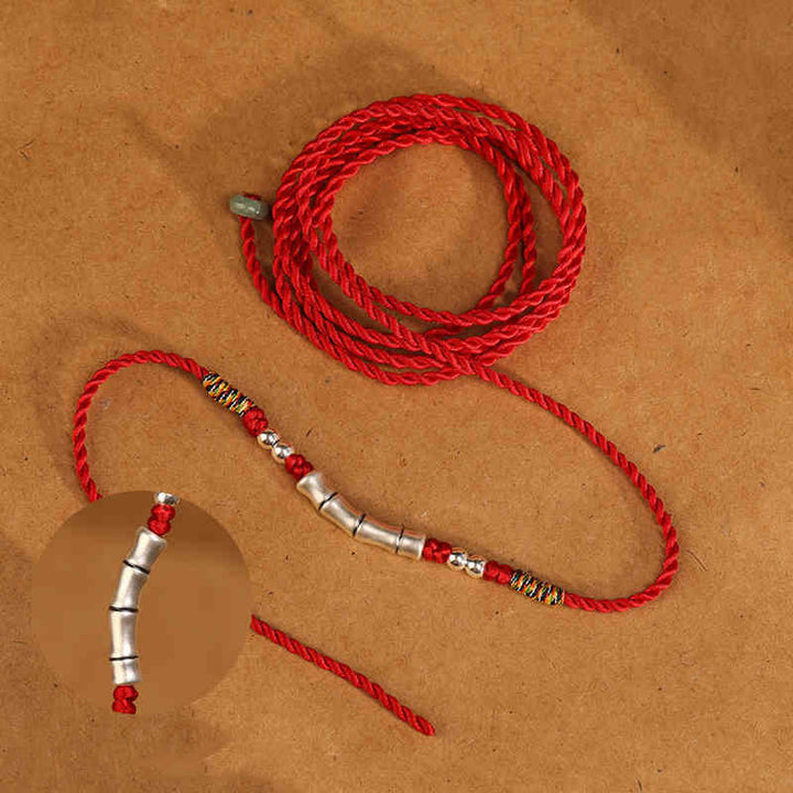 Chaîne de ventre en argent sterling 999 Buddha Stones et bénédiction rouge