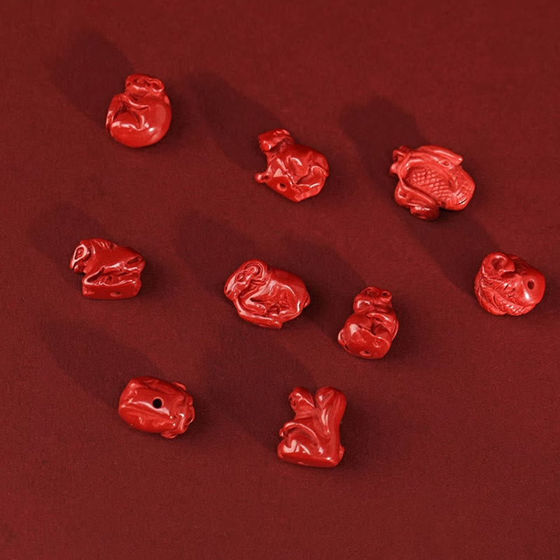 Chaîne de ventre en corde rouge avec bénédiction du dragon en cinabre naturel de Buddha Stones