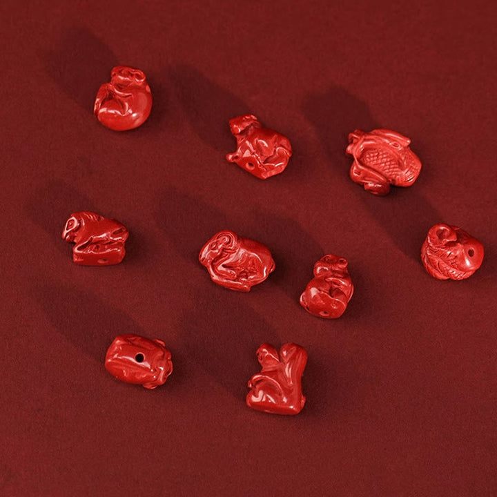 Chaîne de ventre en corde rouge avec bénédiction du dragon en cinabre naturel de Buddha Stones