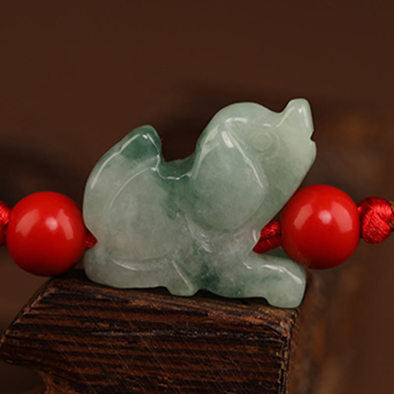 Chaîne de ventre en corde rouge avec boucle de paix en jade et Buddha Stones
