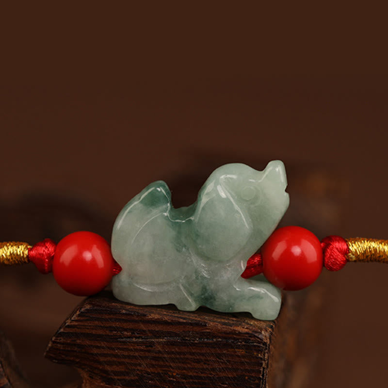 Chaîne de ventre en corde rouge avec boucle de paix en jade et Buddha Stones