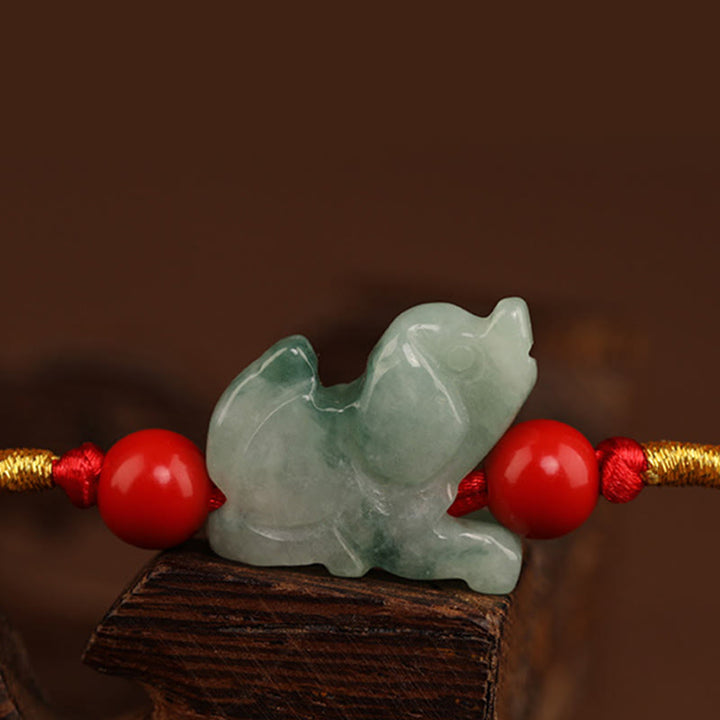 Chaîne de ventre en corde rouge avec boucle de paix en jade et Buddha Stones