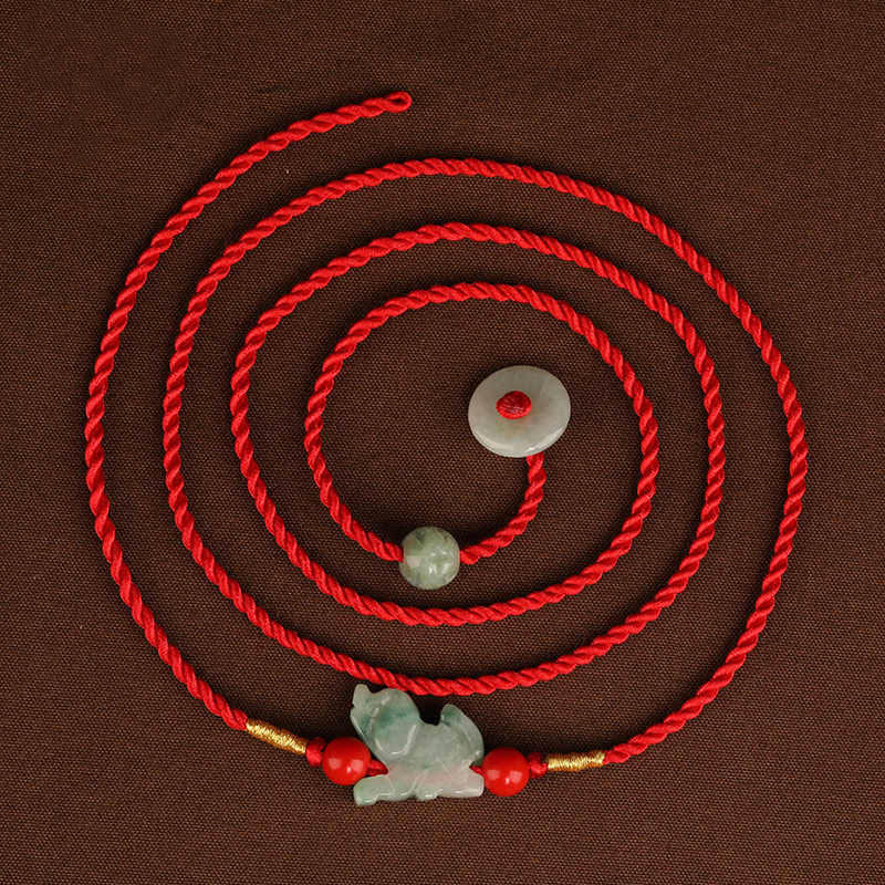 Chaîne de ventre en corde rouge avec boucle de paix en jade et Buddha Stones