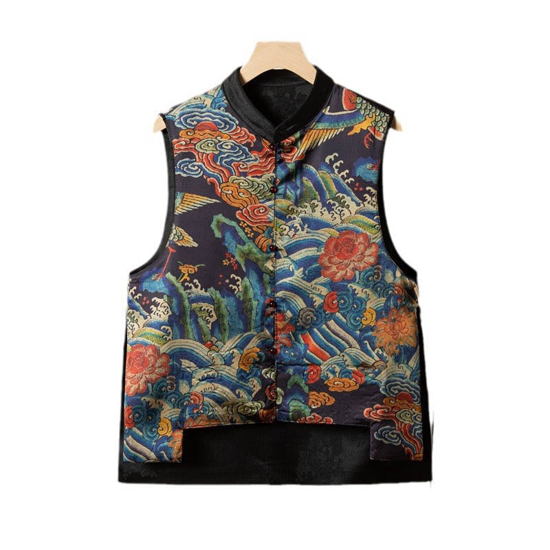 Gilet à motif de nuage et de fleurs brodées vintage Buddha Stones - image 12