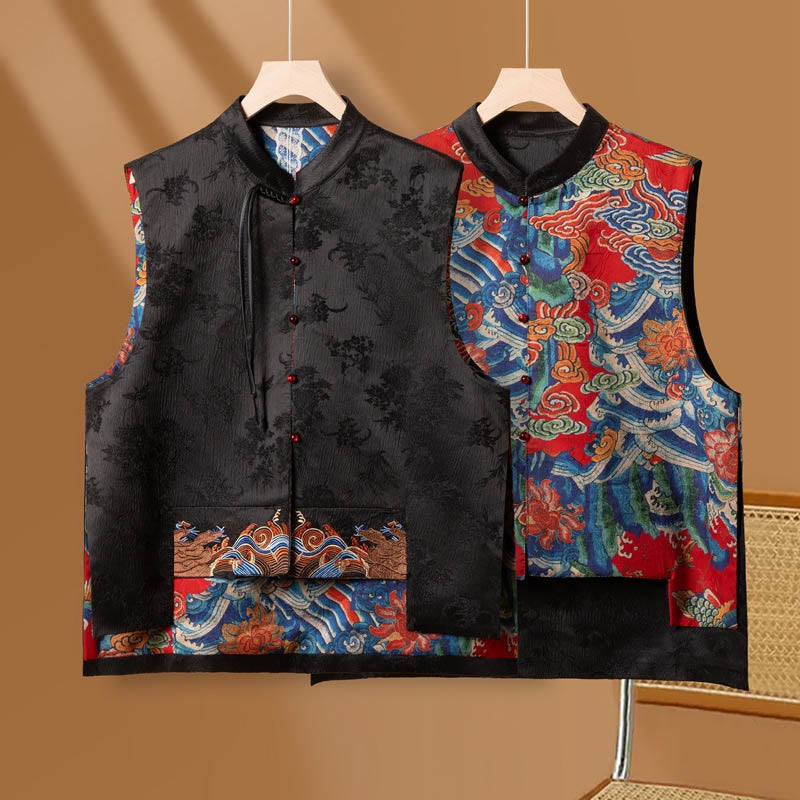 Gilet à motif de nuage et de fleurs brodées vintage Buddha Stones - image 1