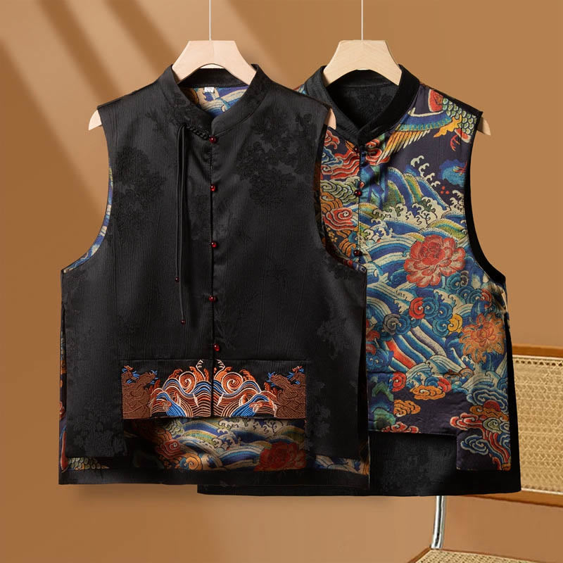 Gilet à motif de nuage et de fleurs brodées vintage Buddha Stones - image 9