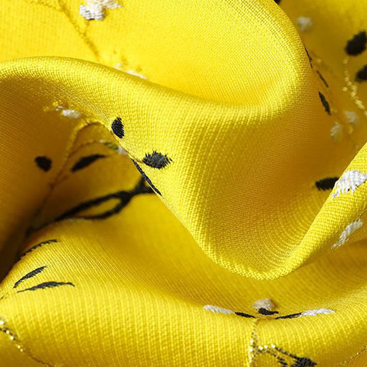 Gilet à boutons avec nœud et motif grue et plantes brodées vintage avec Buddha Stones - image 2