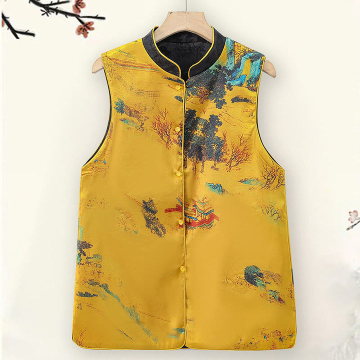 Gilet double face avec broderie vintage Buddha Stones et motif de fleur de prunier - image 2