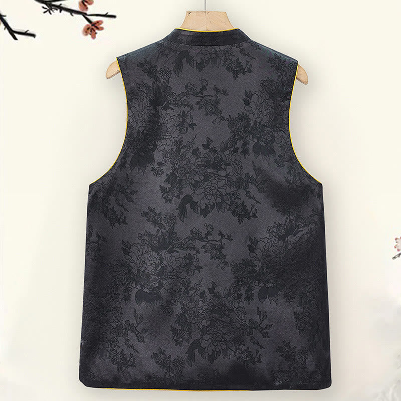 Gilet double face avec broderie vintage Buddha Stones et motif de fleur de prunier - image 1