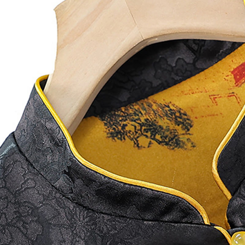 Gilet double face avec broderie vintage Buddha Stones et motif de fleur de prunier - image 3