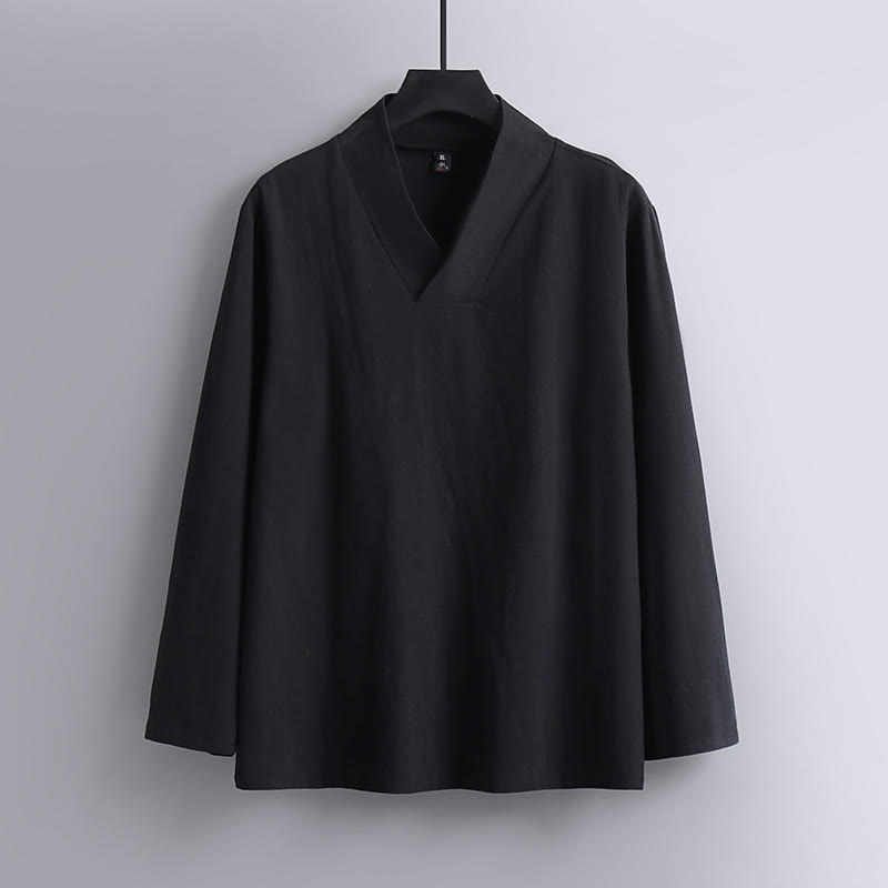 Ensemble de vêtements pour hommes en coton avec Buddha Stones, haut et pantalon Hanfu - image 4