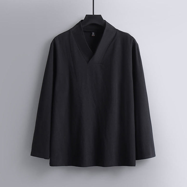 Ensemble de vêtements pour hommes en coton avec Buddha Stones, haut et pantalon Hanfu - image 4