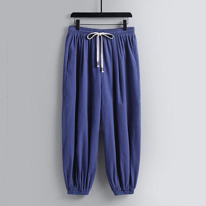 Ensemble de vêtements pour hommes en coton avec haut et pantalon Hanfu à col croisé et short bouffant court avec Buddha Stones - image 21