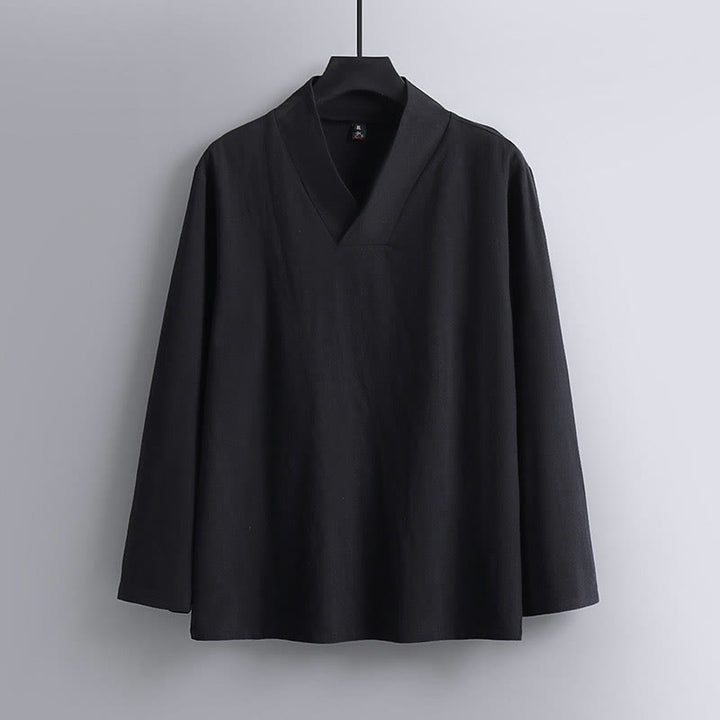 Ensemble de vêtements pour hommes en coton avec haut et pantalon Hanfu à col croisé et short bouffant court avec Buddha Stones - image 10