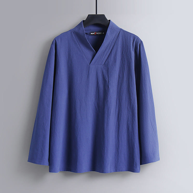 Ensemble de vêtements pour hommes en coton avec haut et pantalon Hanfu à col croisé et short bouffant court avec Buddha Stones - image 20