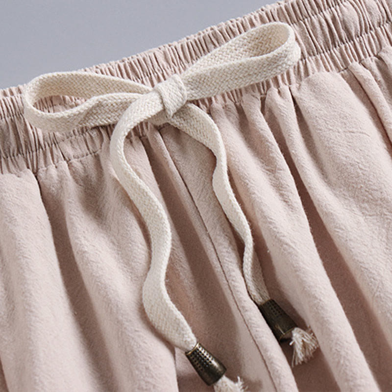 Ensemble de vêtements pour hommes en coton avec haut et pantalon Hanfu à col croisé et short bouffant court avec Buddha Stones - image 5