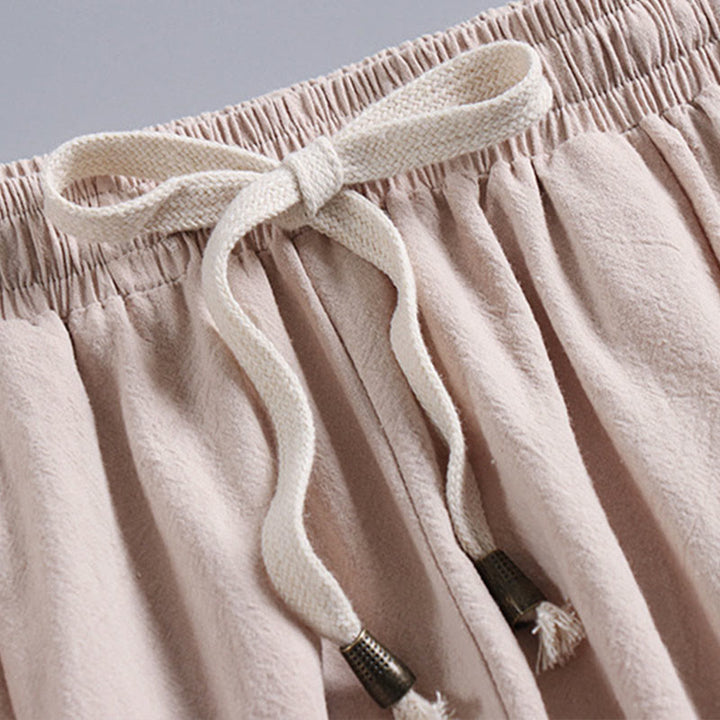 Ensemble de vêtements pour hommes en coton avec haut et pantalon Hanfu à col croisé et short bouffant court avec Buddha Stones - image 5