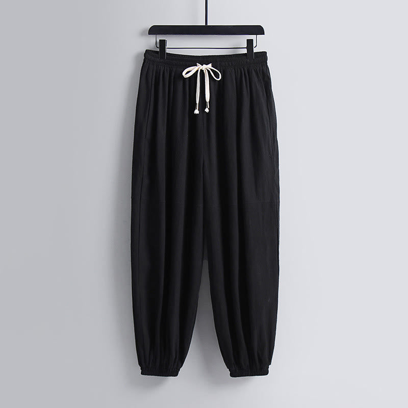 Ensemble de vêtements pour hommes en coton avec haut et pantalon Hanfu à col croisé et short bouffant court avec Buddha Stones - image 15